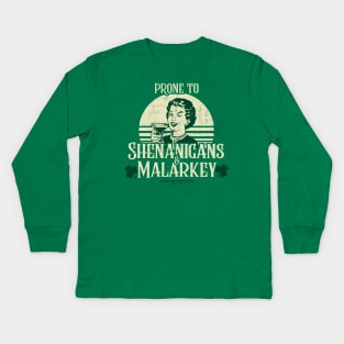 Shenanigans & Malarkey St Patrick's Day Women's Kids Long Sleeve T-Shirt